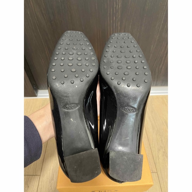 TOD'S パンプス エナメルブラック 36 1/2 5.5センチヒール
