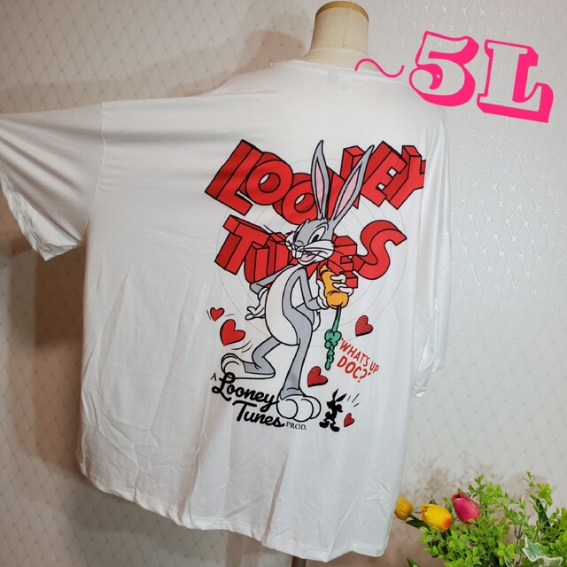 662❤️LOONEYTUNESホワイトバックプリントTシャツ『～5L』 レディースのトップス(Tシャツ(半袖/袖なし))の商品写真