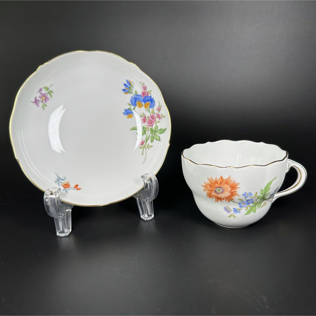 新品/送料無料 マイセン 2つ花 ケシと勿忘草フラワーブーケ コーヒー