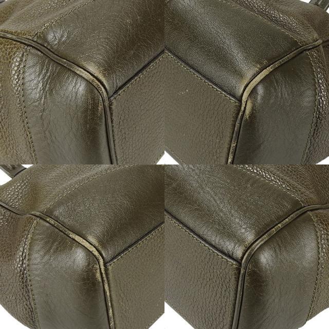 セリーヌ トートバッグ モスグリーン系 レザー シルバー金具 レディース 女性 普段使い シンプル CELINE Tote Bag Leather