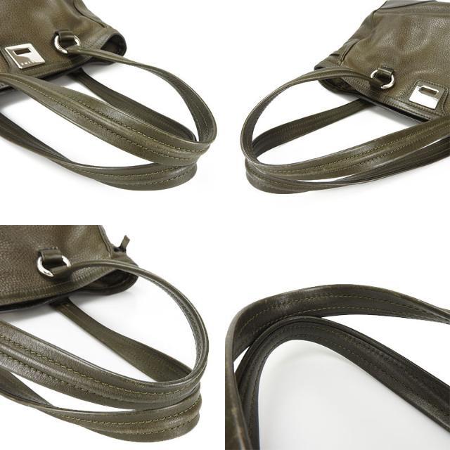 セリーヌ トートバッグ モスグリーン系 レザー シルバー金具 レディース 女性 普段使い シンプル CELINE Tote Bag Leather