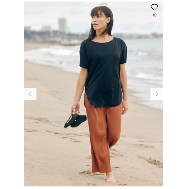 UNIQLO プリーツストレートパンツ 標準丈 ブラウン M