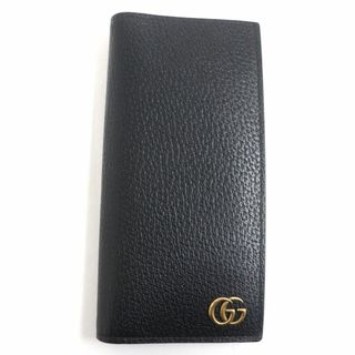 グッチ(Gucci)の極美品▼GUCCI グッチ 428740 MARMONT GGマーモント レザーロングウォレット/2つ折り長財布 ブラック ゴールド金具 イタリア製 メンズ(長財布)