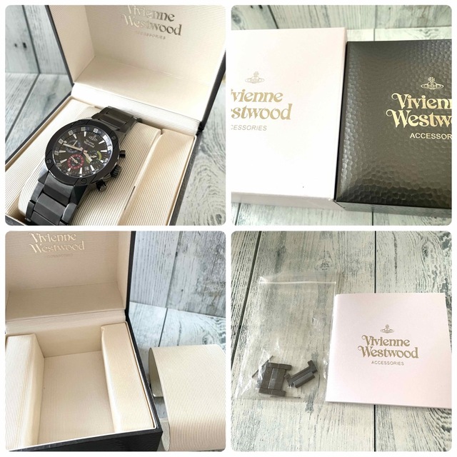【美品】vivienne 腕時計 クロノグラフ ブラック ヴィヴィアン