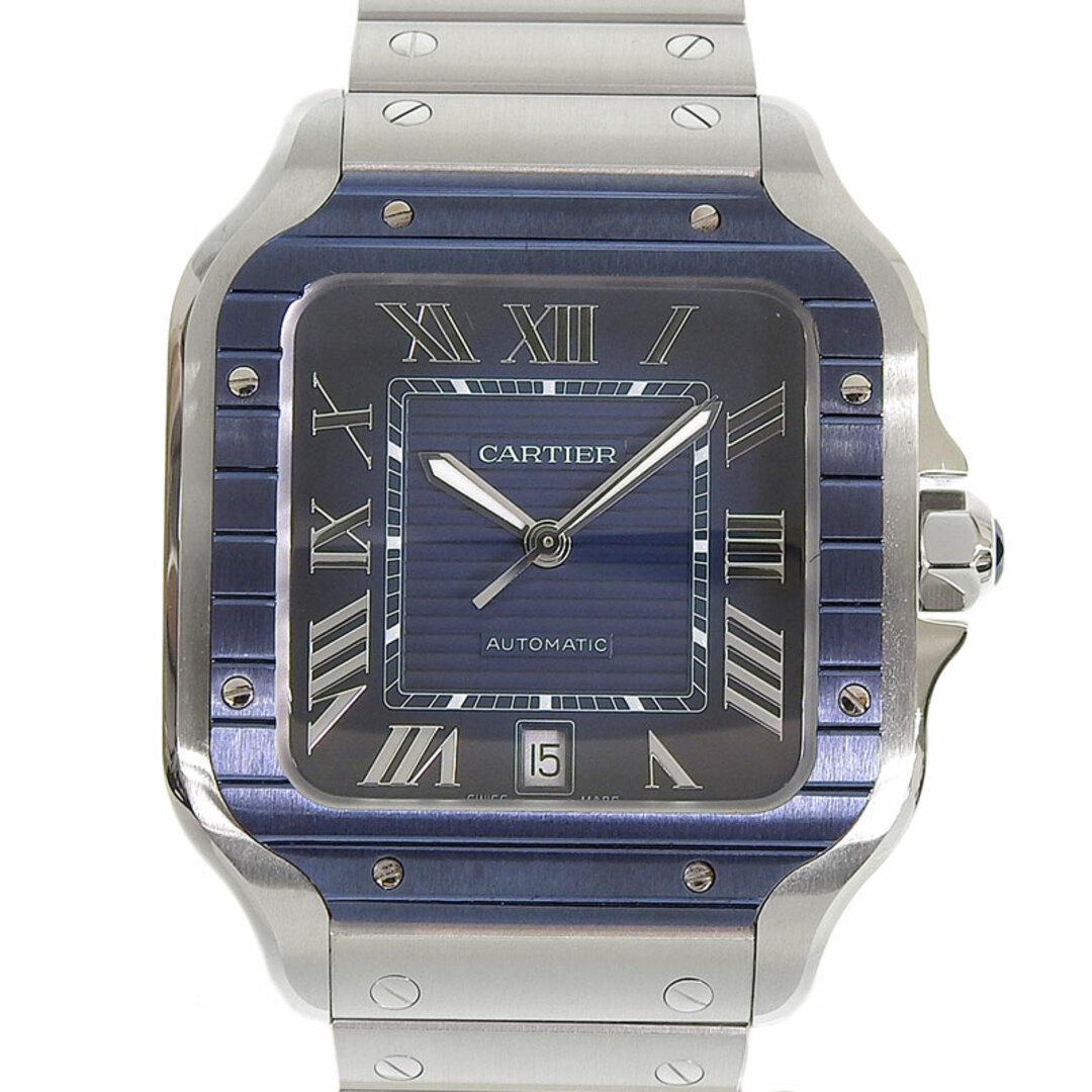 カルティエ CARTIER サントスドゥカルティエLM メンズ 自動巻き 腕時計 SS PVD ブルー文字盤 WSSA0048 美品 新入荷 CA0443