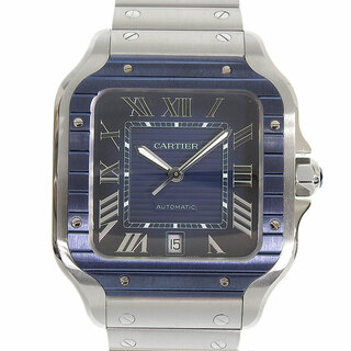 カルティエ(Cartier)のカルティエ CARTIER サントスドゥカルティエLM メンズ 自動巻き 腕時計 SS PVD ブルー文字盤 WSSA0048 美品 新入荷 CA0443(腕時計(アナログ))