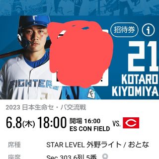 ホッカイドウニホンハムファイターズ(北海道日本ハムファイターズ)の２枚！6月8日北海道日本ハムファイターズVS広(野球)