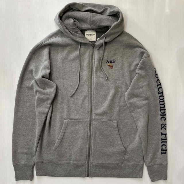 新品アバクロメンズ刺繍ロゴのZIPパーカーLグレー www.bistro-regent.fr