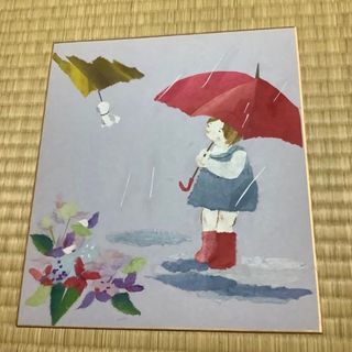 ちぎり絵色紙・雨(その他)