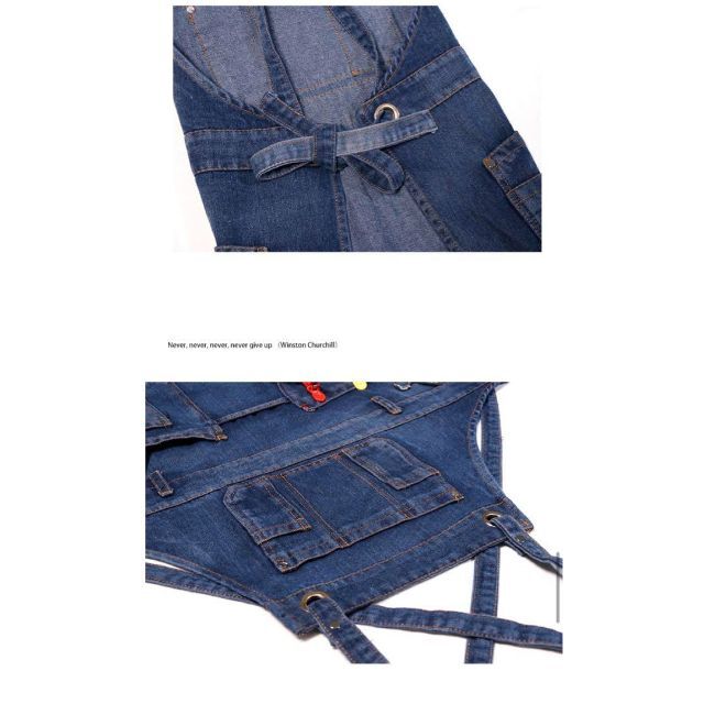 新品 デニム ワークエプロン ポケット11個 男女兼用 エプロン ブルー