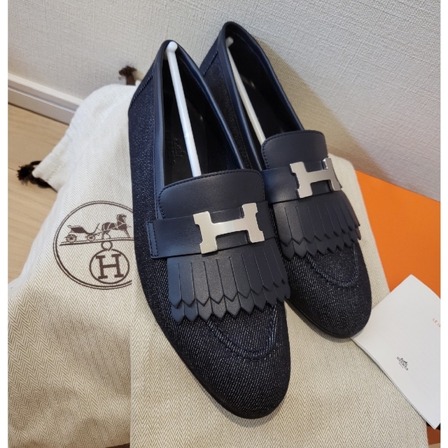 新品 ★ HERMES エルメス モカシンロワイヤル デニム