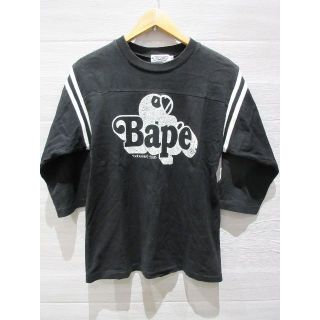 アベイシングエイプ(A BATHING APE)の[U5699]アベイシングエイプ ベイビーマイロストア シャツ 黒 S(Tシャツ/カットソー(七分/長袖))