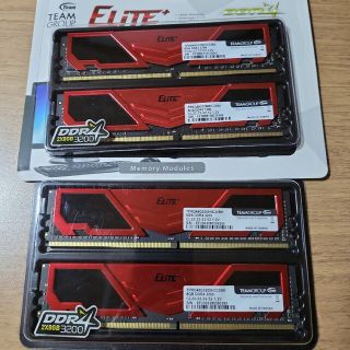 【美品】Team DDR4デスクトップ用メモリ PC4-25600 8GBx4枚(PCパーツ)