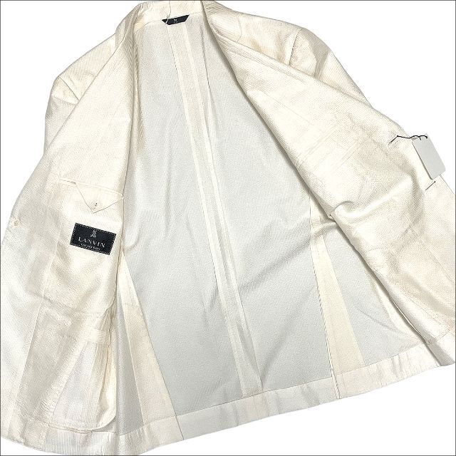 J3116 新品 ランバンコレクション シルク シアサッカージャケット 白 44-