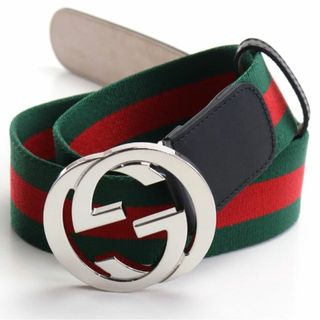 グッチ ベルト GUCCI ウェブライン インターロッキングGバックル #105+