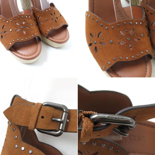 COACH 未使用品☆COACH コーチ FG3464 KELSI SDE WEDGE アンクルストラップ スウェードレザー ウェッジソール サンダル ブラウン 箱付きの通販 by 衣類&ブランドリサイクル GREEN ラクマ店|コーチならラクマ フラワーデザインピンヒールサンダル 難あり未使用