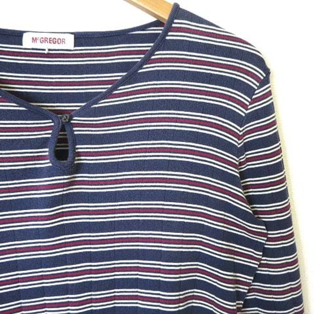 McGREGOR(マックレガー)のマクレガー カットソー Tシャツ ボーダー ロゴ 刺繍 7分袖 M 紺 白 赤 レディースのトップス(その他)の商品写真