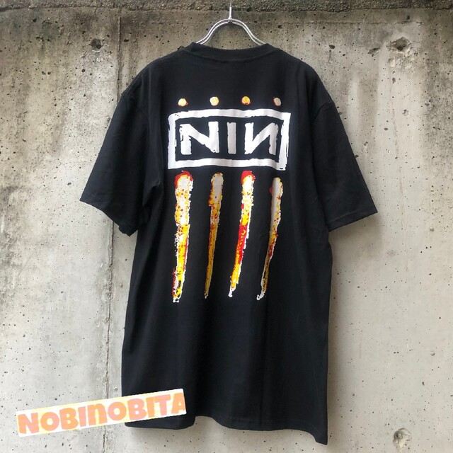 黒Ｌ☆半袖T/Nine inch nails NINボックスロゴ ロックT