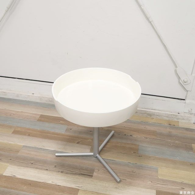 サイドテーブル 収納付き 丸テーブル ホワイト 強化ガラス 1