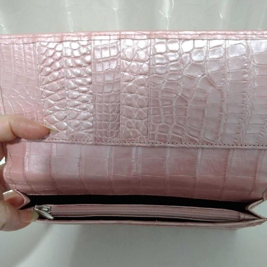 未使用】クロコダイル長財布 パールピンク - 財布