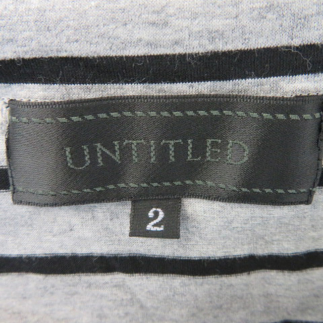 UNTITLED(アンタイトル)のアンタイトル カットソー 半袖 ボーダー柄 オープンショルダー 2 グレー レディースのトップス(カットソー(半袖/袖なし))の商品写真