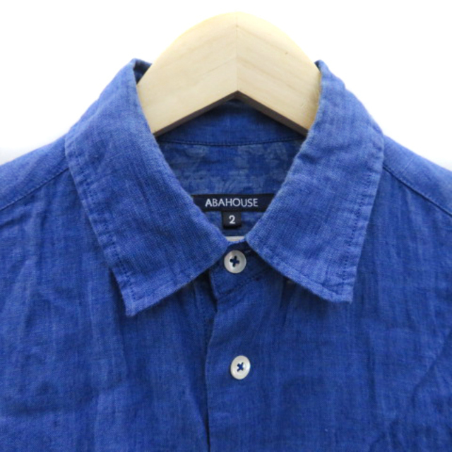 ABAHOUSE(アバハウス)のアバハウス カジュアルシャツ 長袖 無地 リネン 2 青 ブルー /YK21 メンズのトップス(シャツ)の商品写真