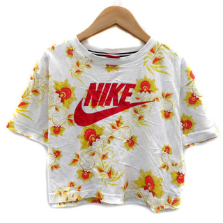 ナイキ(NIKE)のナイキ Tシャツ カットソー 半袖 ラウンドネック 花柄 オーバーサイズ M 白(Tシャツ(半袖/袖なし))