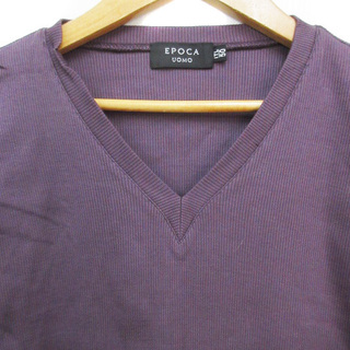 エポカ ウォモ カットソー Tシャツ リブ 半袖 Vネック 50 紫 /FF25の ...