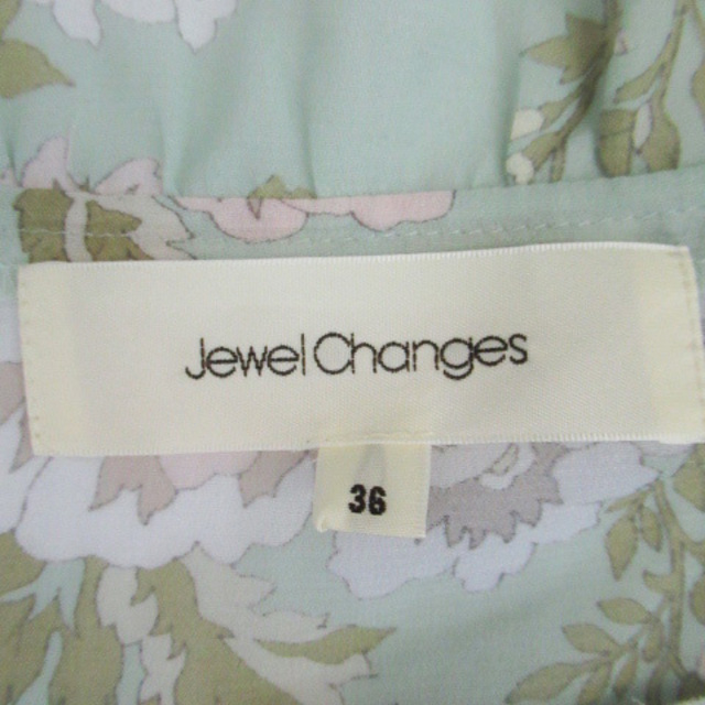 Jewel Changes(ジュエルチェンジズ)のジュエルチェンジズ アローズ シャツ ブラウス 総柄 シースルー 36 グリーン レディースのトップス(シャツ/ブラウス(半袖/袖なし))の商品写真