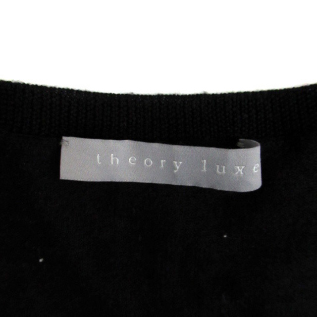 Theory luxe(セオリーリュクス)のセオリーリュクス ニットワンピース ひざ丈 長袖 ウール シルク混 38 黒 レディースのワンピース(ひざ丈ワンピース)の商品写真