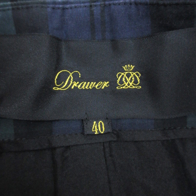 Drawer(ドゥロワー)のドゥロワー タイトスカート ミモレ丈 チェック柄 40 紺 黒 /FF47 レディースのスカート(ひざ丈スカート)の商品写真