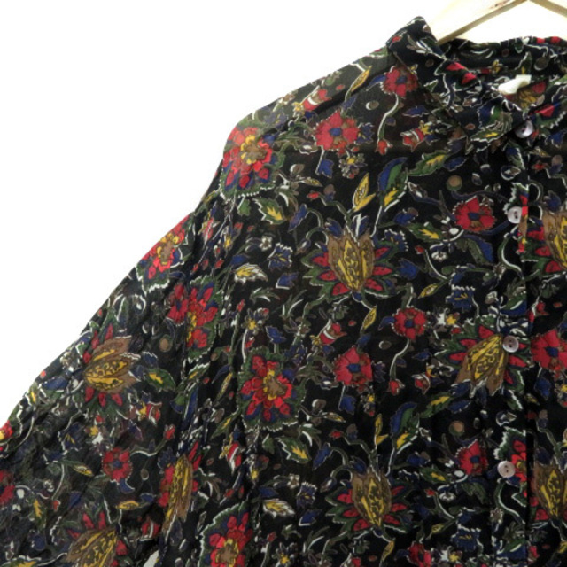 Ungrid(アングリッド)のアングリッド シャツ ブラウス 長袖 花柄 薄手 オーバーサイズ F 黒 レディースのトップス(シャツ/ブラウス(長袖/七分))の商品写真