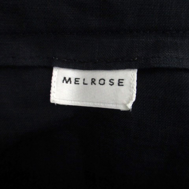 MELROSE(メルローズ)のメルローズ ノーカラージャケット 七分袖 ミドル丈 リネン 紺 ネイビー レディースのジャケット/アウター(その他)の商品写真