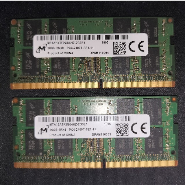 DDR4 ノートPC用メモリー 16GB 2枚 合計32GBメモリ