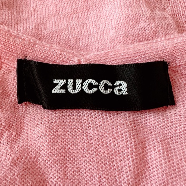 ZUCCa(ズッカ)のZUCCa ズッカ ニットトップス リブスリーブ パフスリーブ Vネック ピンク レディースのトップス(ニット/セーター)の商品写真