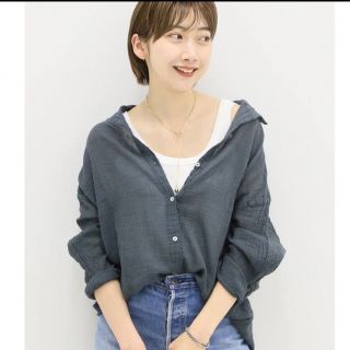 plage♡アトリエフランセ♡SP HENLY NECK L/SLシャツ♡カーキ