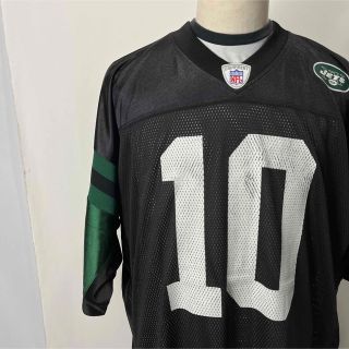 リーボック(Reebok)のジェッツ　フットボール　ゲームシャツ　NFL 古着　XL リーボック　ブラック(ジャージ)