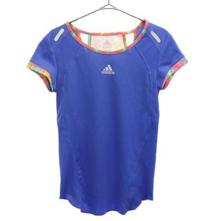 アディダス(adidas)のアディダス 切替 トレーニングシャツ S ブルー adidas 半袖 Tシャツ スポーツ ウォームアップ レディース 【中古】  【230522】 メール便可(その他)