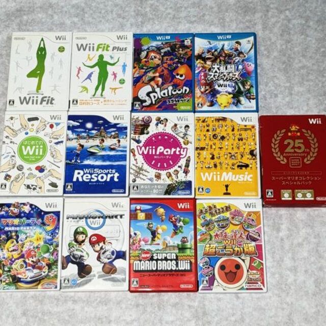 Wii(ウィー)のWii + WiiUソフト13本セット エンタメ/ホビーのゲームソフト/ゲーム機本体(家庭用ゲームソフト)の商品写真