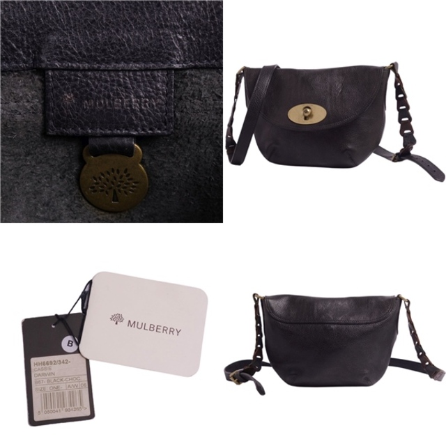 Mulberry(マルベリー)の美品 マルベリー MULBERRY バッグ ショルダーバッグ カーフレザー カバン メンズ レディース ブラック レディースのバッグ(ショルダーバッグ)の商品写真