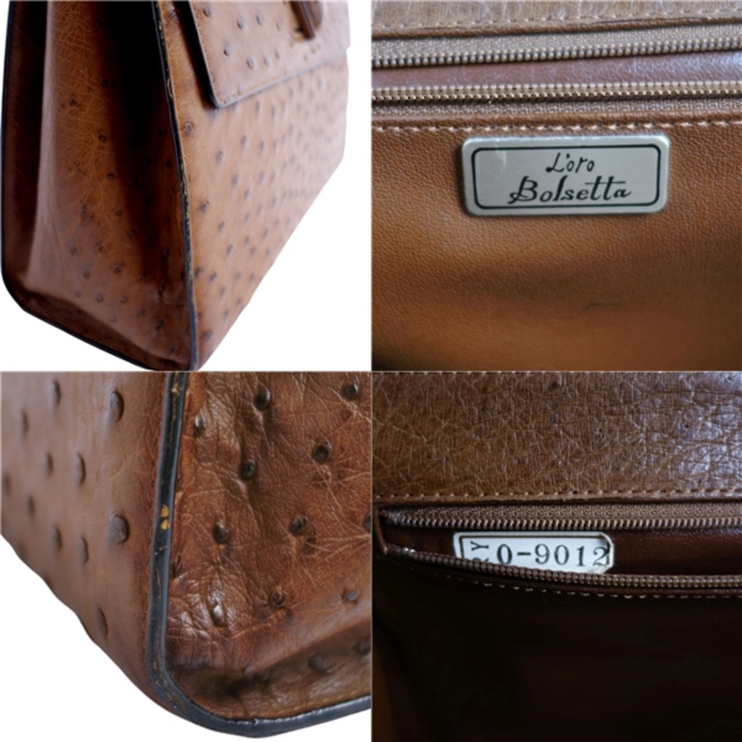 美品 Loro bolsetta ロロボルセッタ オーストリッチハンドバッグ-