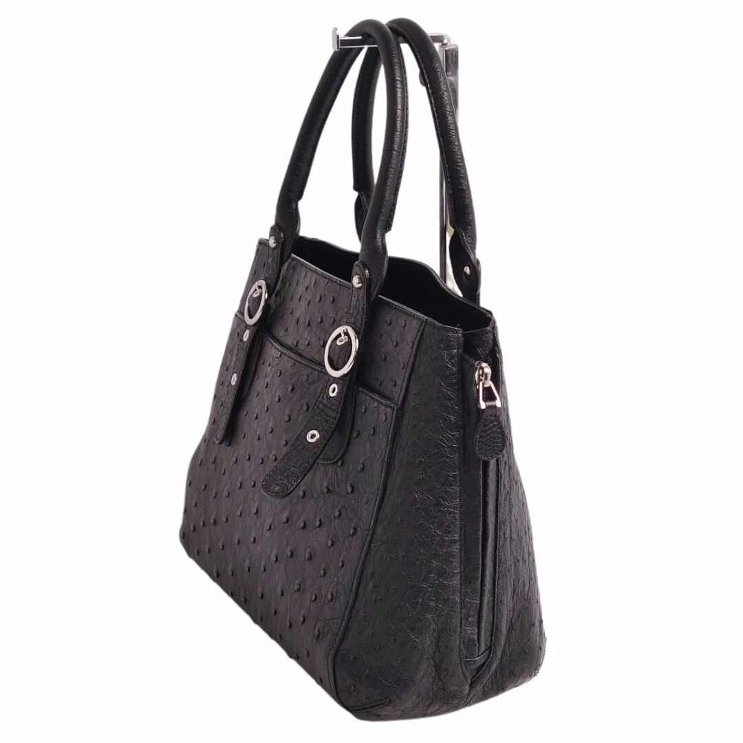 美品 オーストリッチ OSTRICH バッグ ハンドバッグ 本革 カバン 鞄 レディース ブラック