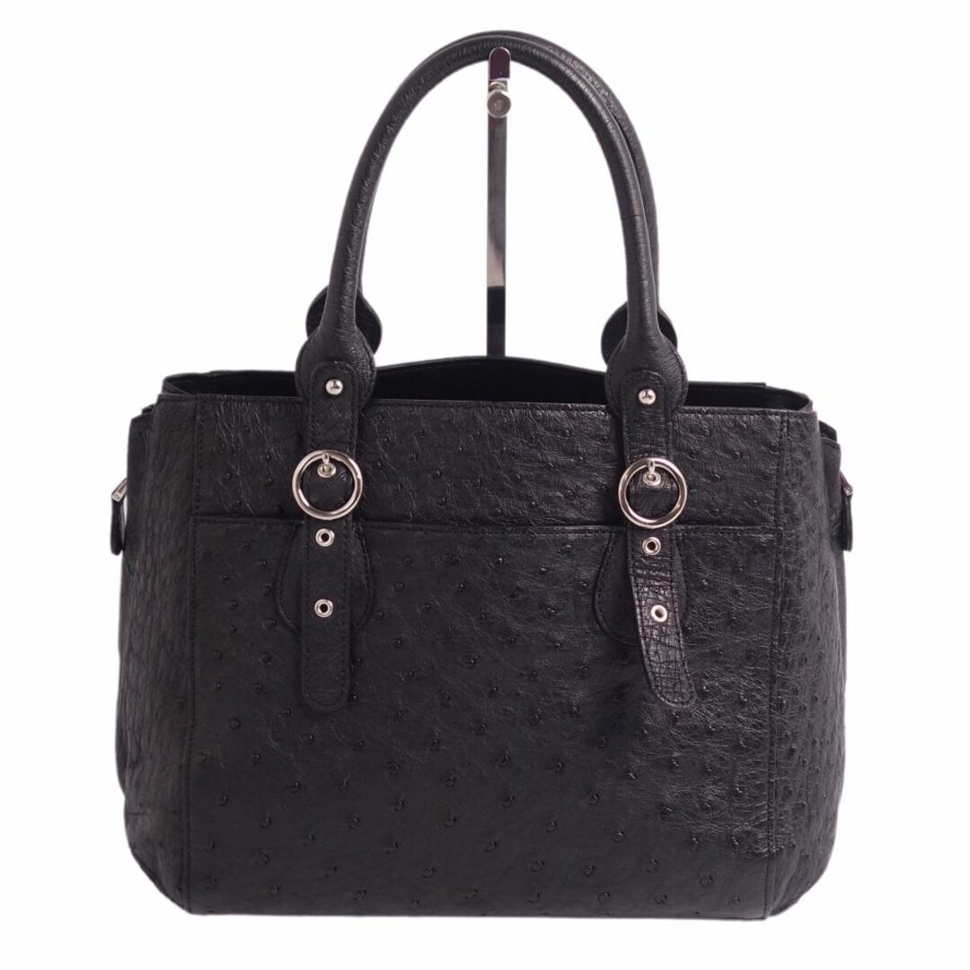 美品 オーストリッチ OSTRICH バッグ ハンドバッグ 本革 カバン 鞄 レディース ブラック
