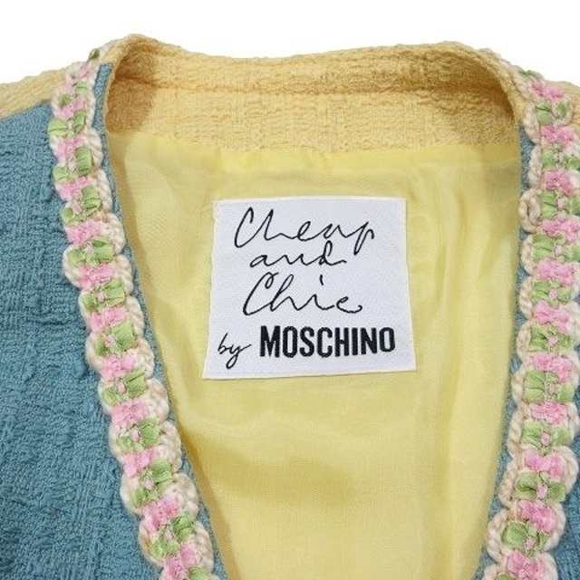 モスキーノ MOSCHINO ツイード ノーカラージャケット ブルゾン