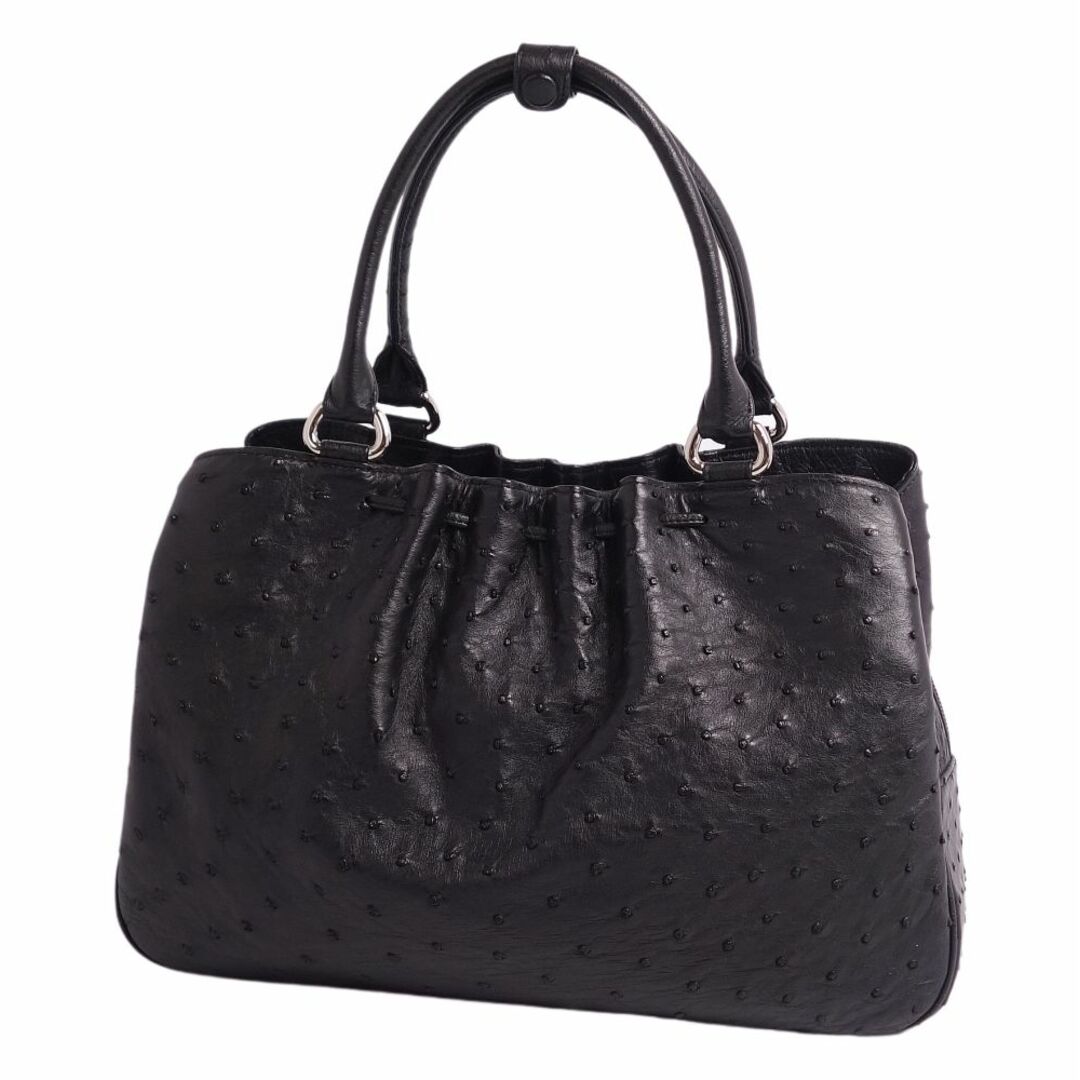美品 オーストリッチ OSTRICH バッグ ハンドバッグ トートバッグ 本革 カバン 鞄 レディース ブラック