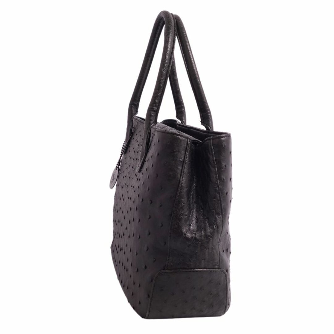 美品 オーストリッチ OSTRICH バッグ ハンドバッグ 本革 カバン 鞄 レディース ブラック