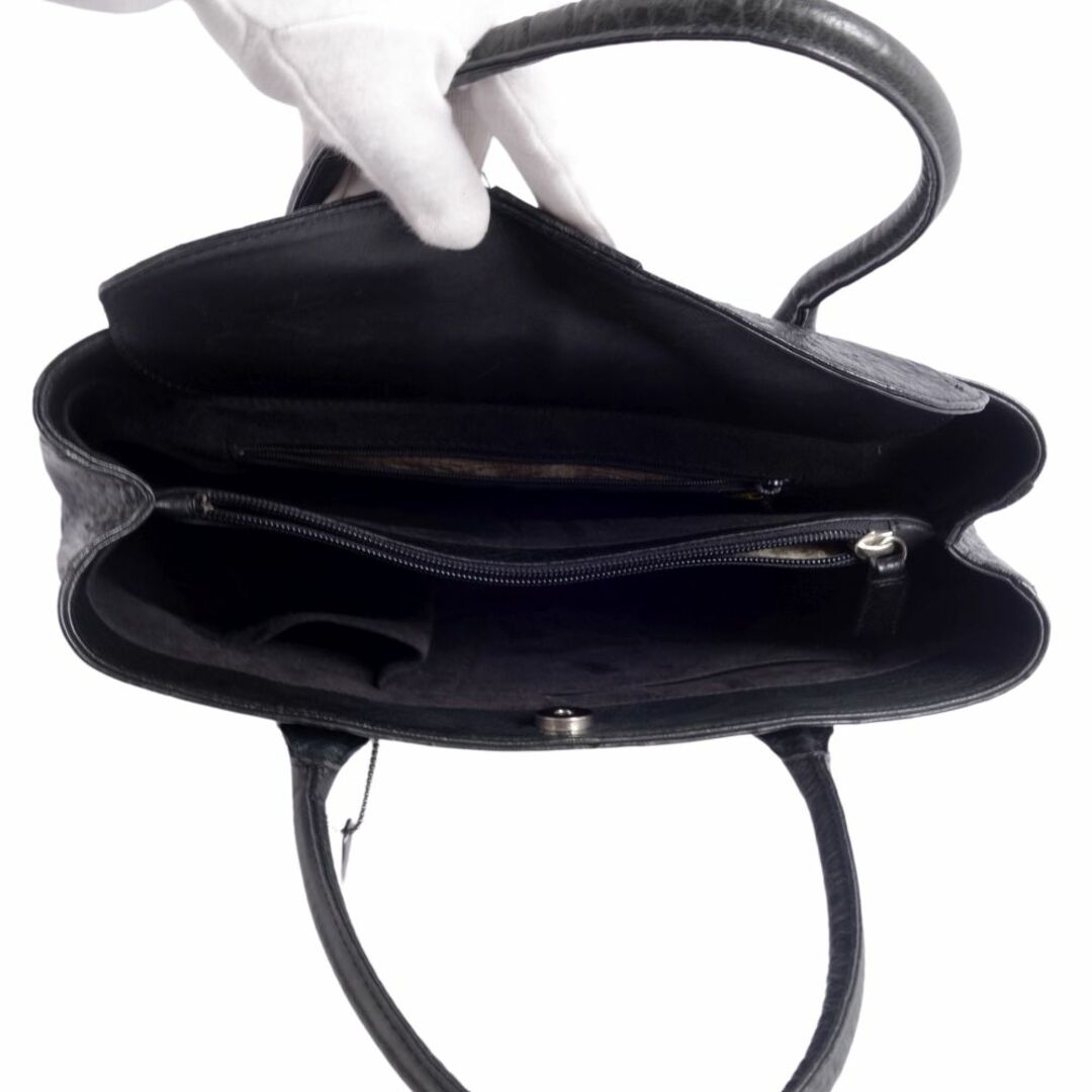 美品 オーストリッチ OSTRICH バッグ ハンドバッグ 本革 カバン 鞄 レディース ブラック