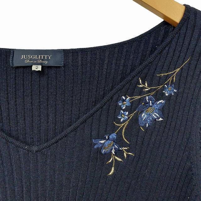 ジャスグリッティー 10th 衿刺繍袖ファーワンピース