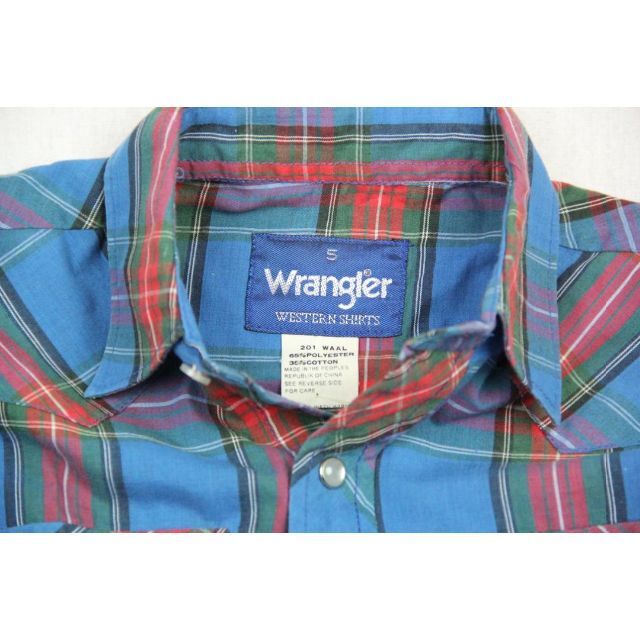 Wrangler(ラングラー)のこども服 半袖シャツ Wrangler ウエスタンシャツ　マドラスチェックアクア キッズ/ベビー/マタニティのキッズ服女の子用(90cm~)(ブラウス)の商品写真