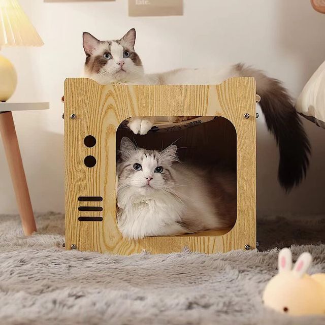 【2023最新】ENCOUNTER 猫ハウス キャットハウス 木製 猫ベッド キ